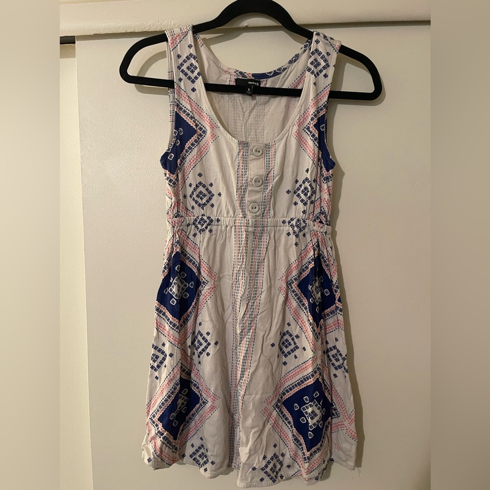 Hurley Geometric Blue and White Mini Dress